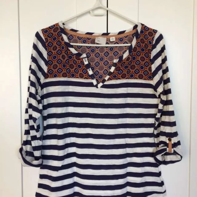 Anthropologie Striped Henley Top photo 1
