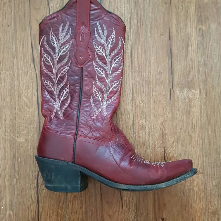 Red Leather Cowboy Boots // Sz.6 / 6.5 photo 1