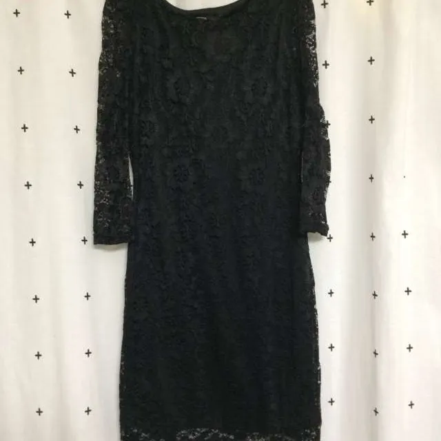 Black Stretchy Lace Dress-size Large photo 1