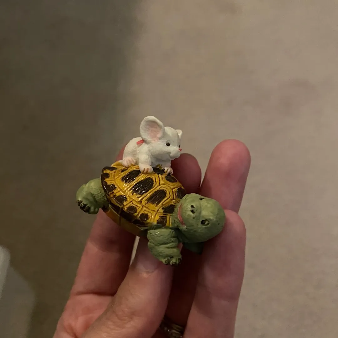 Mouse Riding A Turtle Friend Sculpture photo 1