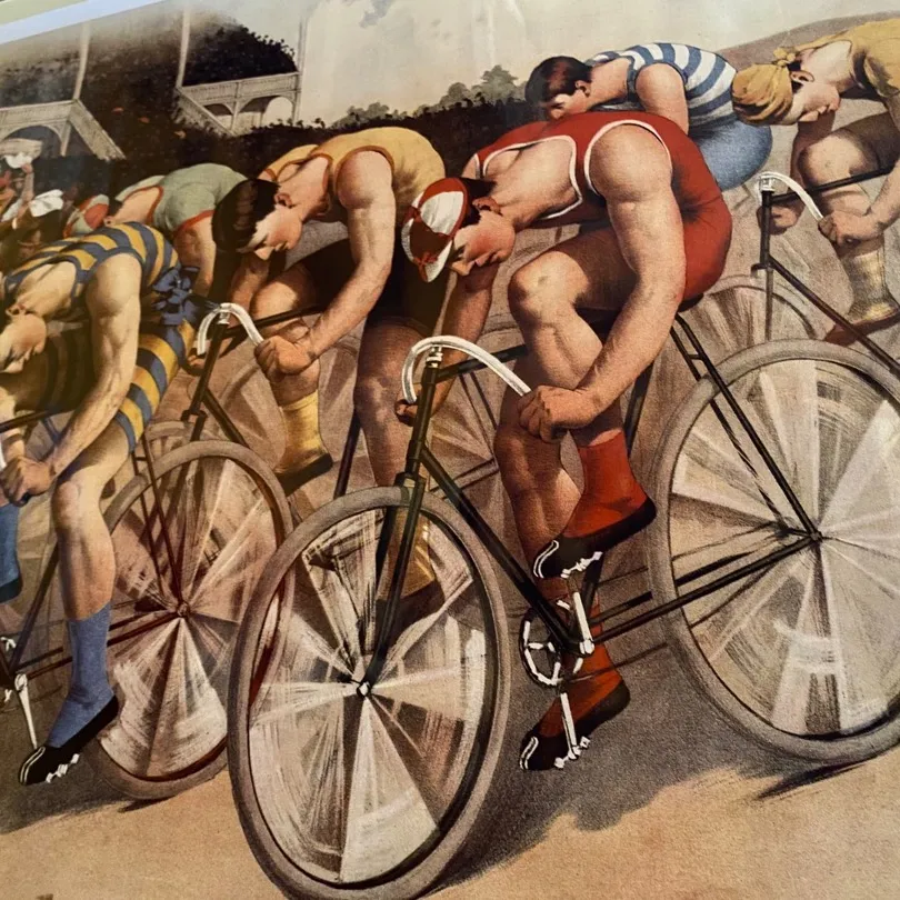 Vintage Reproduction Cycling Poster - 1895 Bicycle Racers - C... photo 1