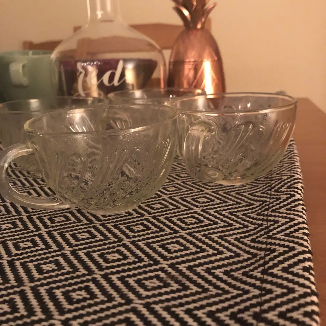 Four Vintage Glass Punch Mugs photo 1