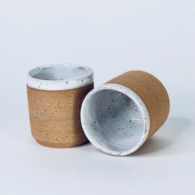 Handmade Ceramics - Pair of Speckled Clay Tumblers photo 1