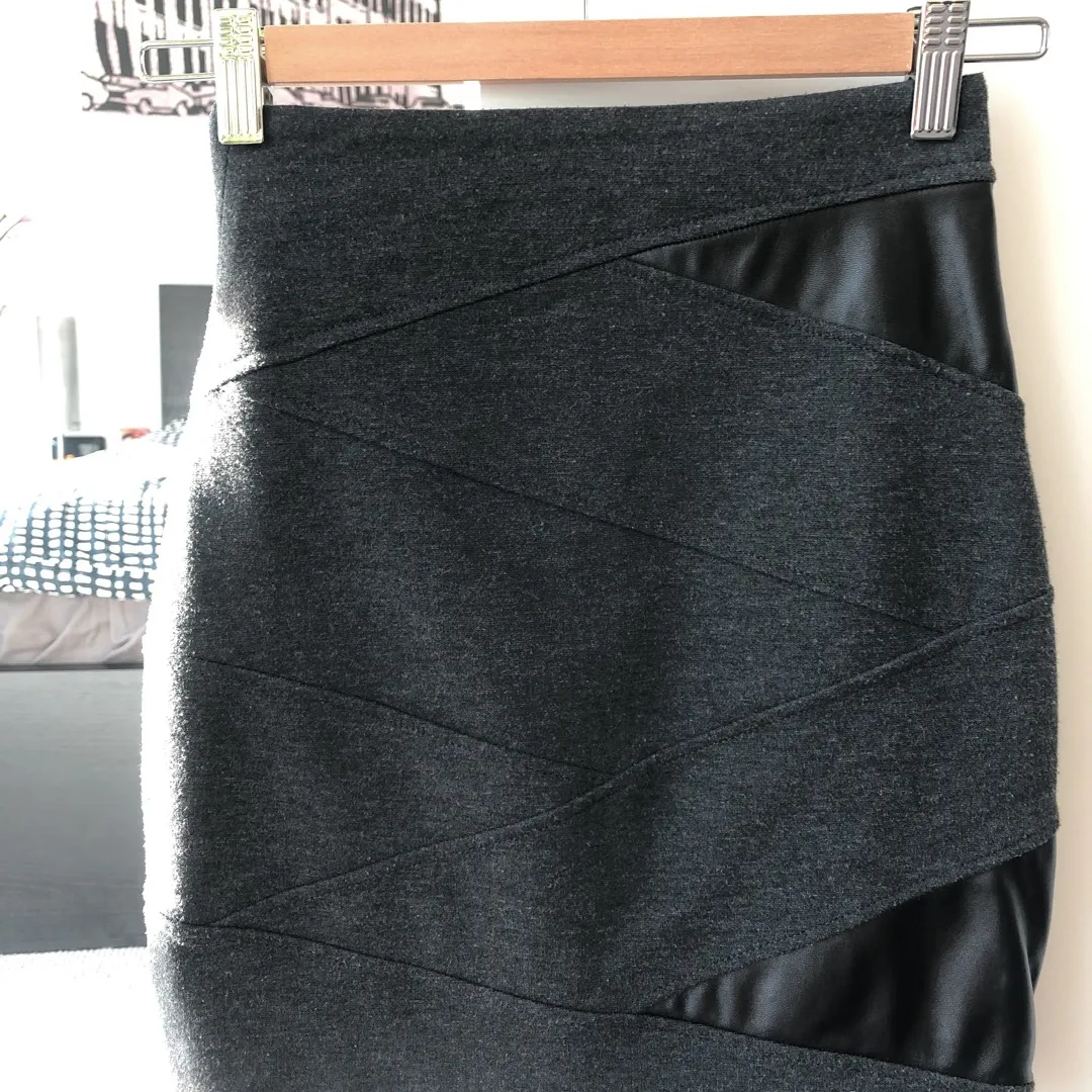 Aritzia Charcoal/Pleather Mini Skirt by Talula, Size 0 photo 1
