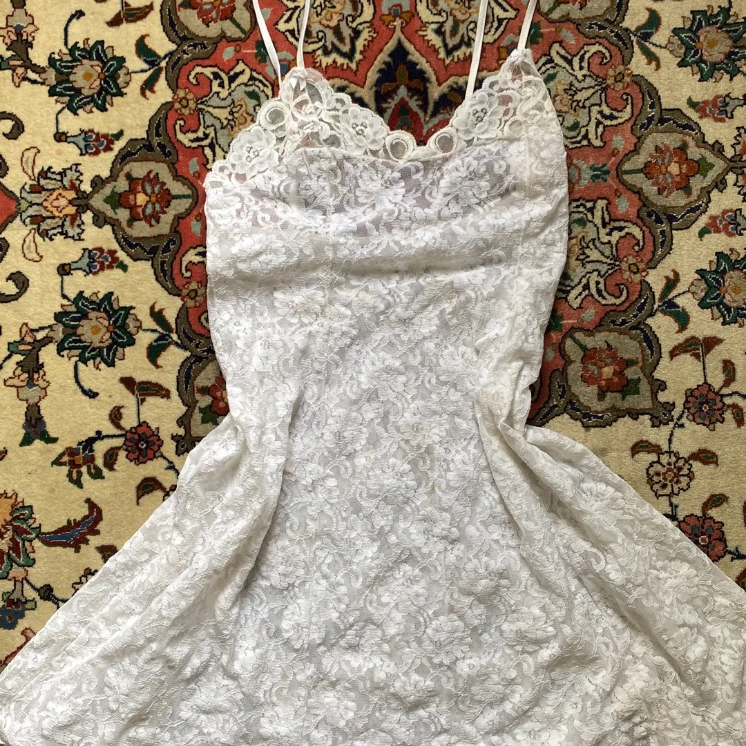 White lace slip dress photo 1