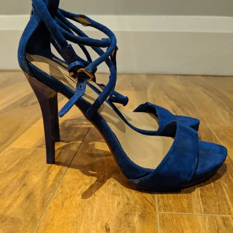 Sz 37 Royal Blue Strappy Zara Heels photo 3