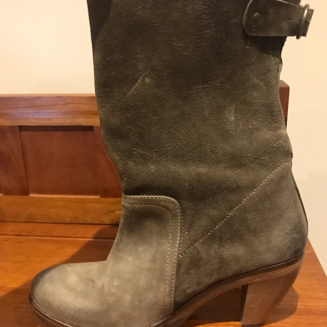 Sage Green Leather Boots photo 1
