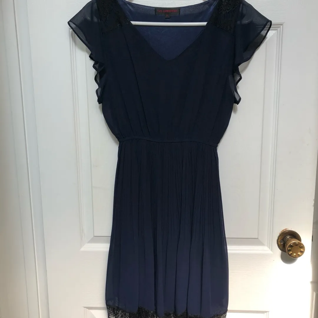 Navy Blue Dress With Lace Detail photo 1