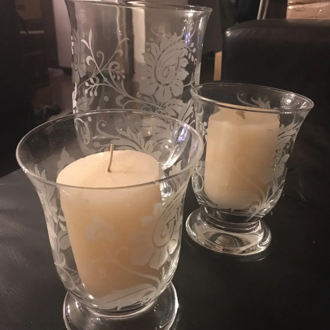 3 Candle Holders/votives with Candles photo 1