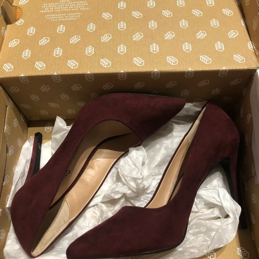 Suede Burgundy Heels From Call It Spring Size 6 photo 1