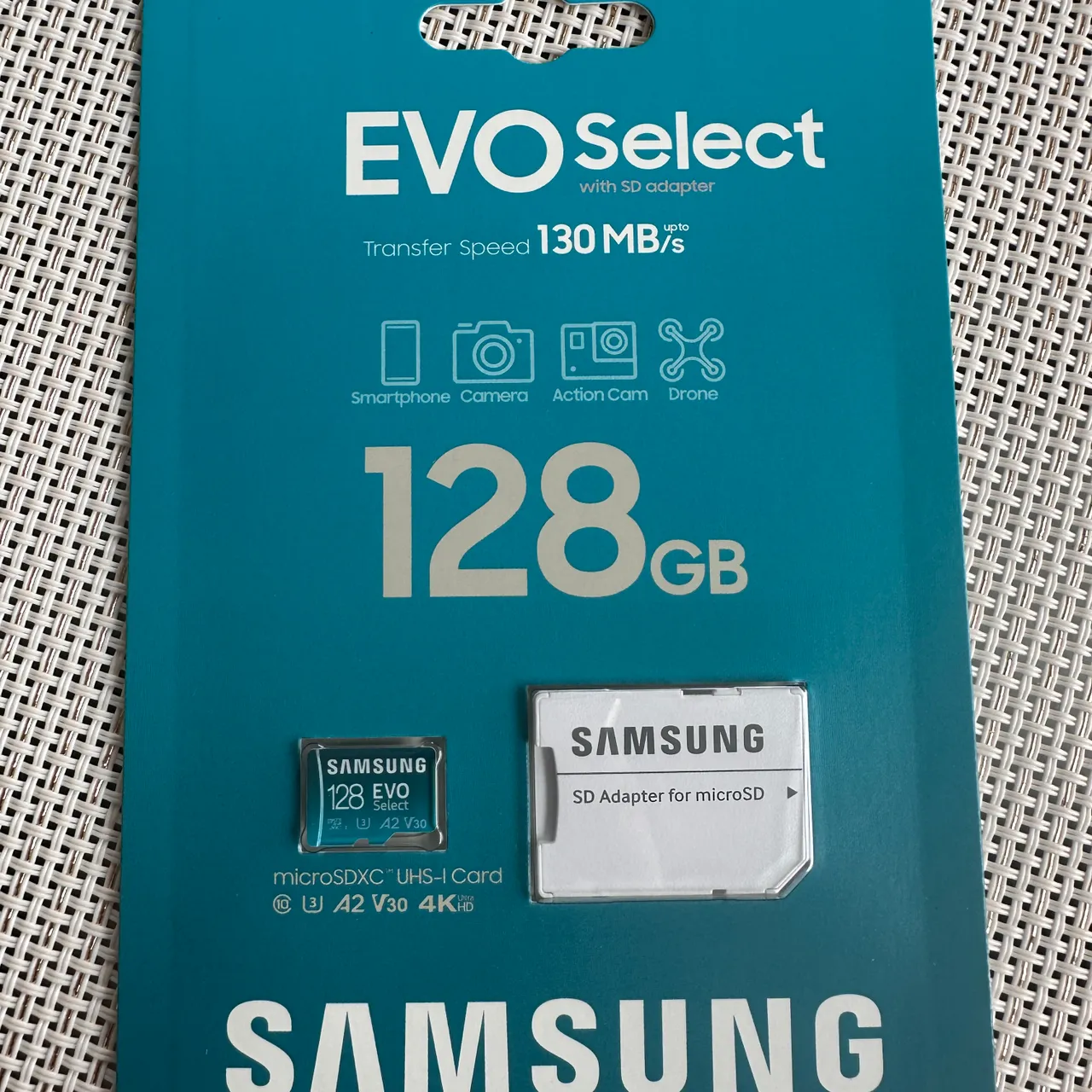 Samsung EVO Select 128GB MicroSD card - New, Unopened photo 1
