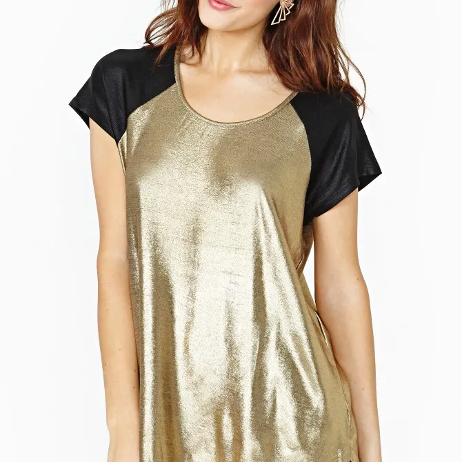 Minkpink Gold T-shirt Size Medium photo 1