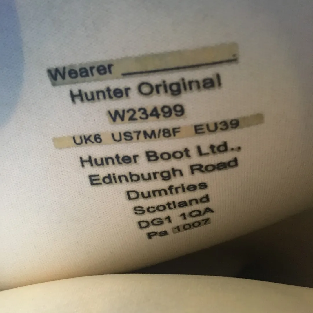 Black Hunter Original Boot, Size 39 photo 5
