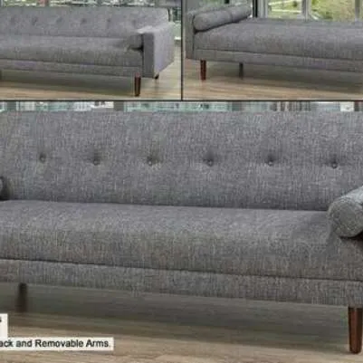 Charcoal Linen Sofa Bed/Futon photo 1
