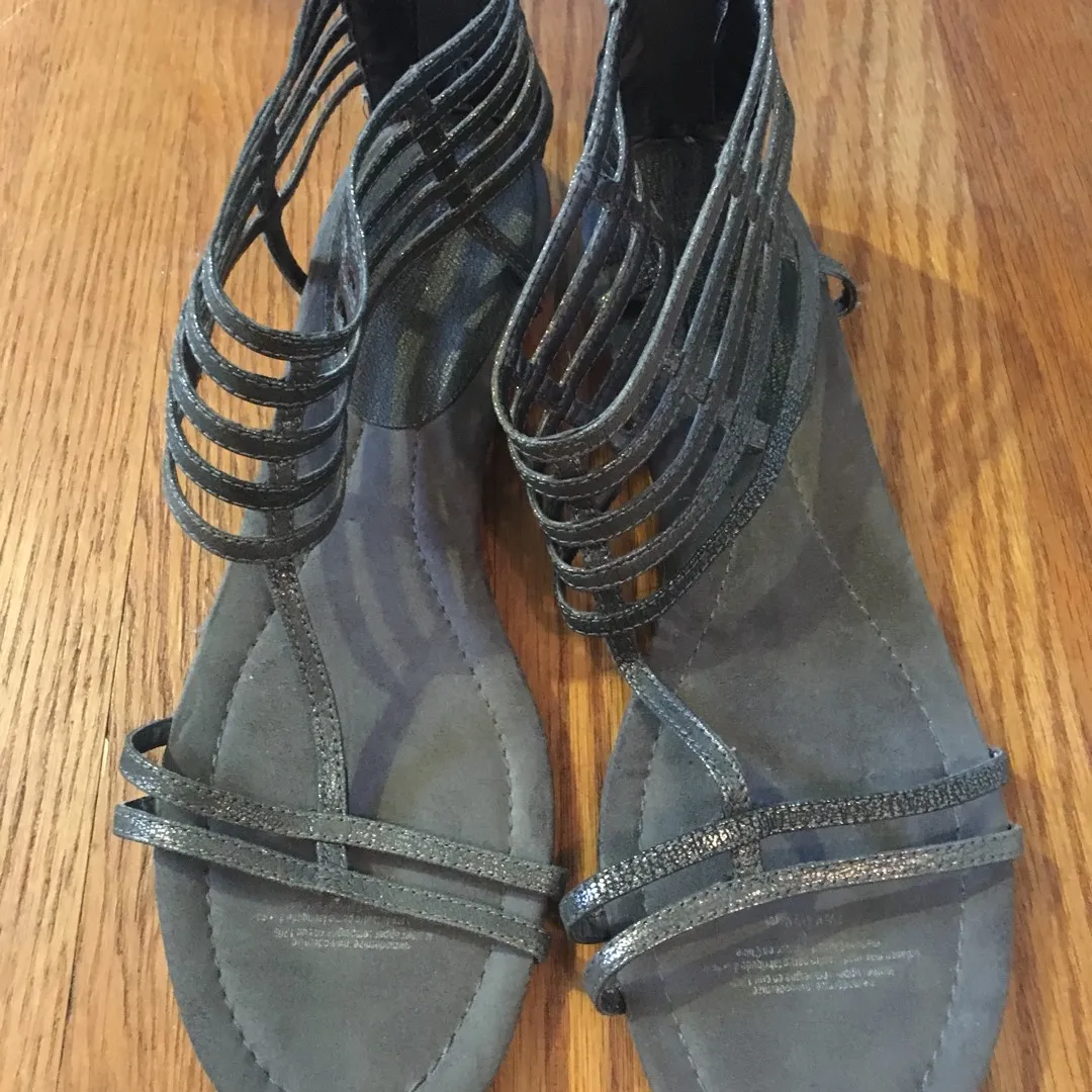 Nine West Leather Sandals, Metallic Grey / Silver photo 1
