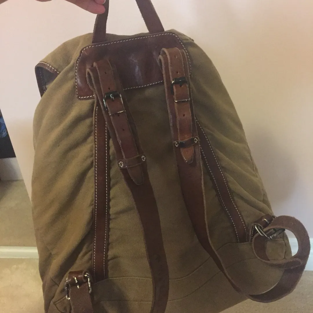 Ralph Lauren Leather And Cloth Backpack photo 3