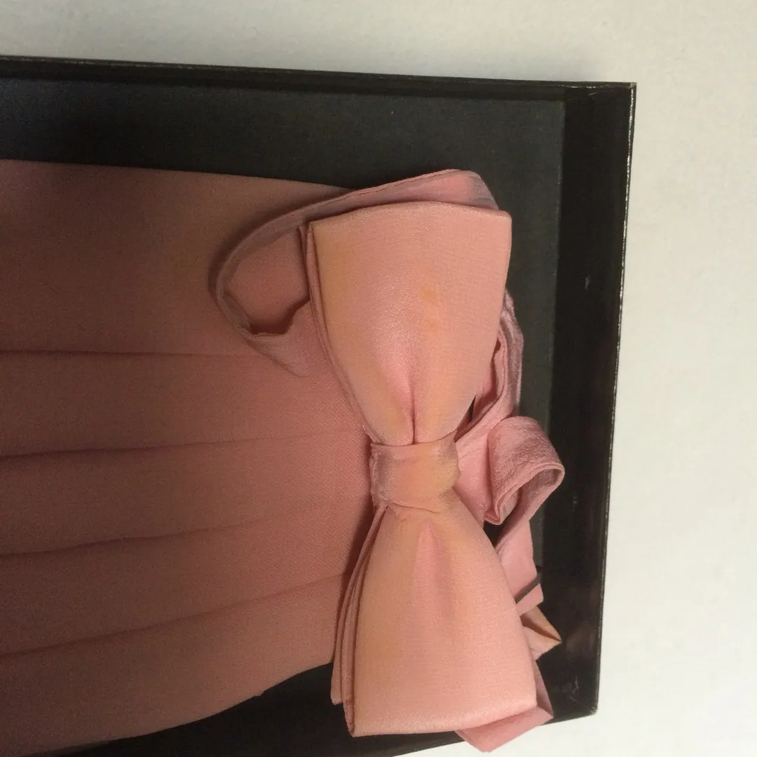 Pink Silk Bow tie & Cumberland photo 1