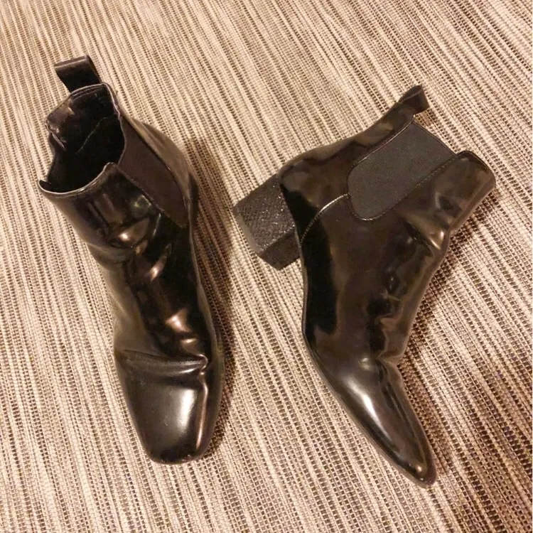 Patent Leather Sparkle Heal Black Boots photo 1