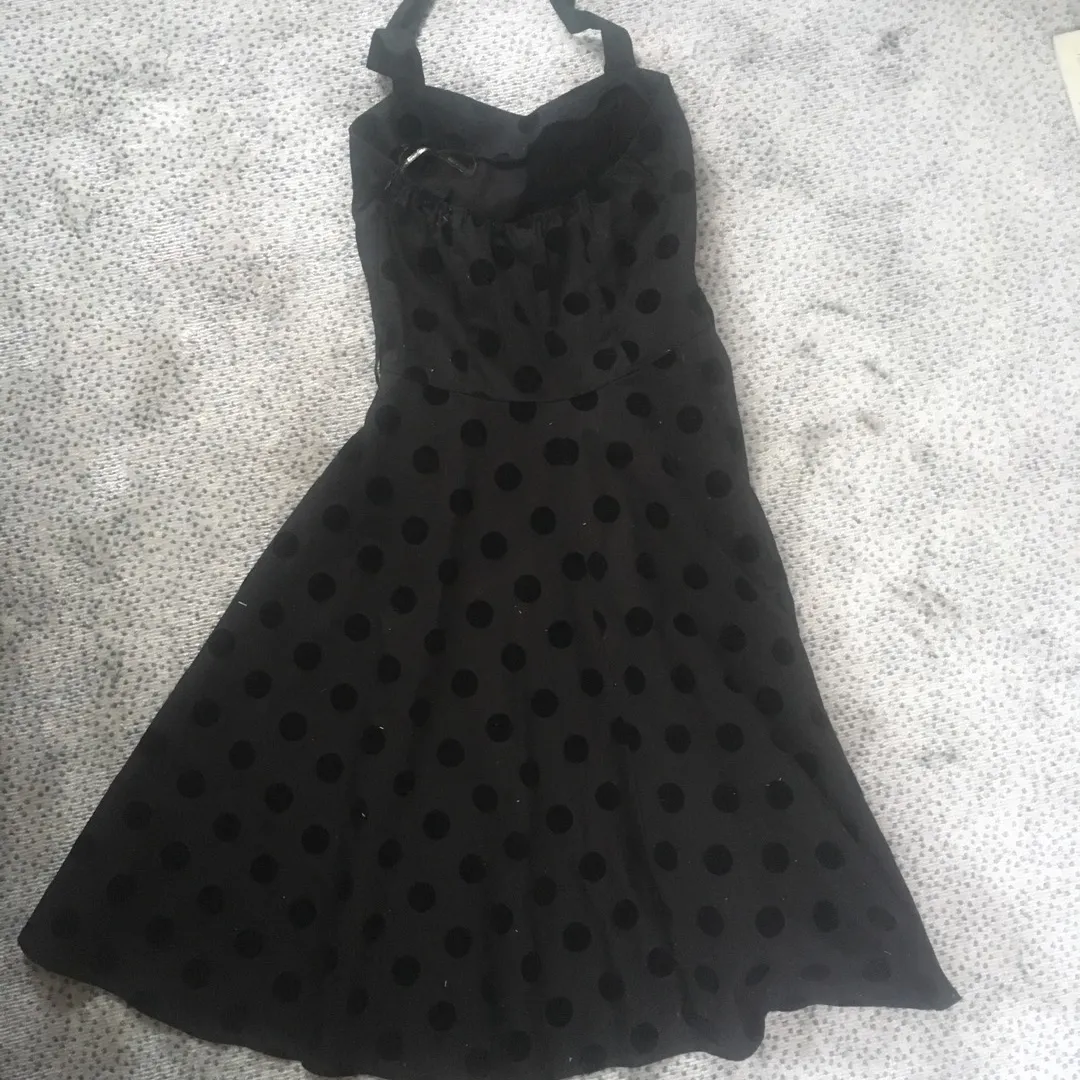 50s style halter dress W/ Velvet Polka Dots photo 4