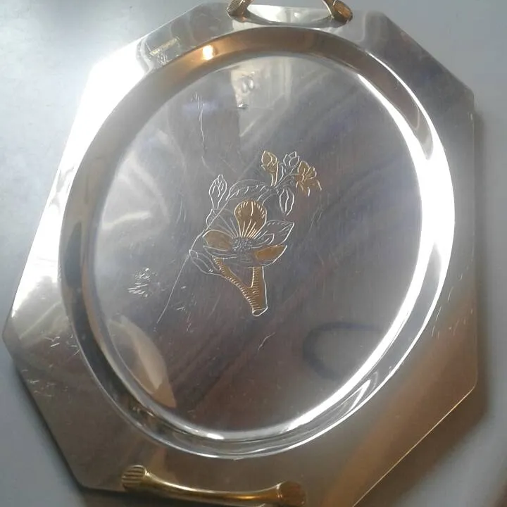 Sterling Silver And 24k Gold Plated Tray photo 5
