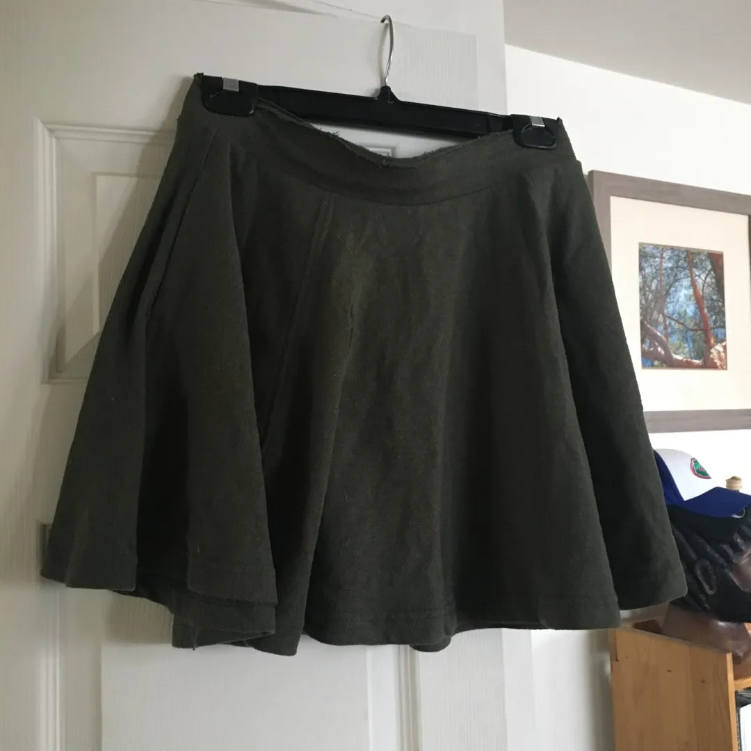 Free People Army Green Skater Skirt Small photo 1