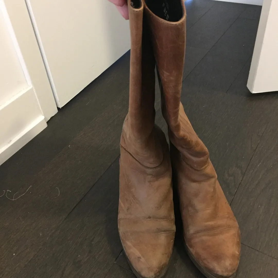 Leather Boots Size 6 photo 1