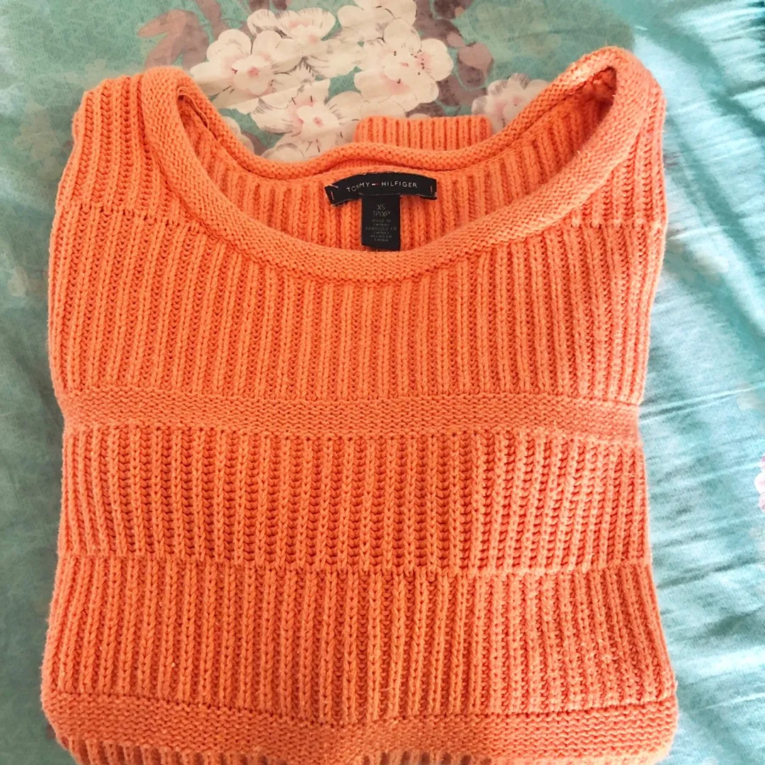 Tommy Hilfiger Orange Knit Sweater photo 1