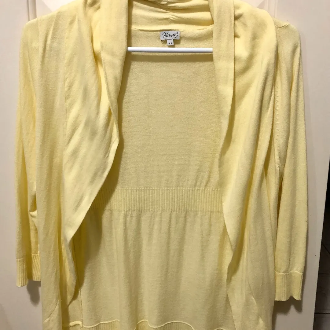 Yellow 3/4 length Sleeved Open Cardigan photo 1