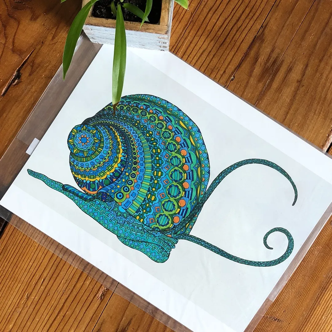 8”x10” Swirly Snail Print photo 1