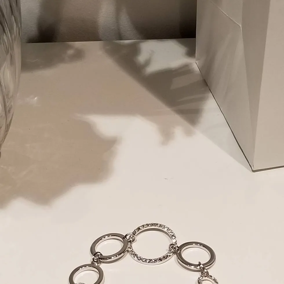 Round Silver Ring Bracelet With Crystal photo 1