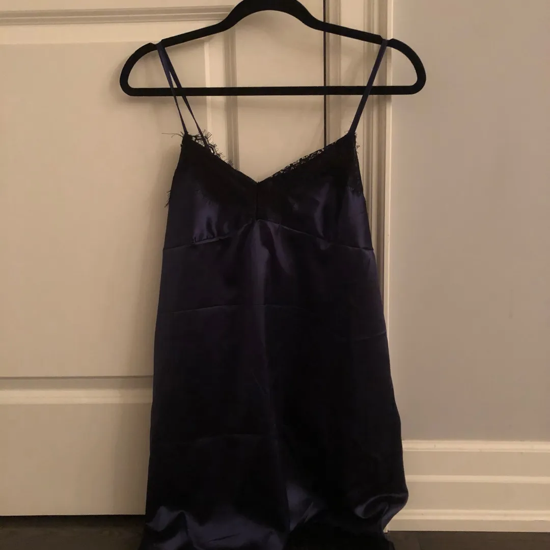 Navy/ Dark Blue Satin Slip Dress photo 1