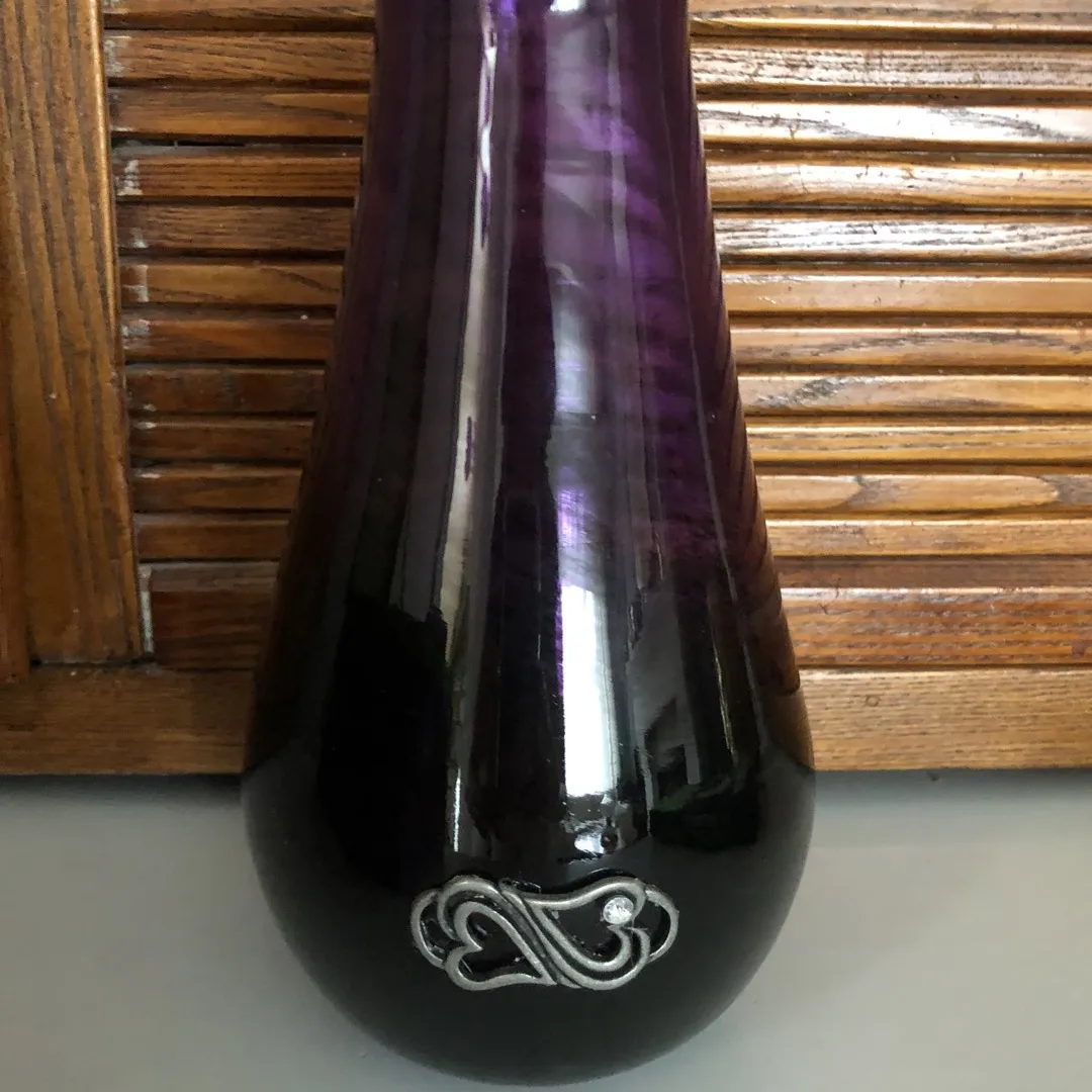 Amethyst Coloured Hand Blown Glass Vase photo 1