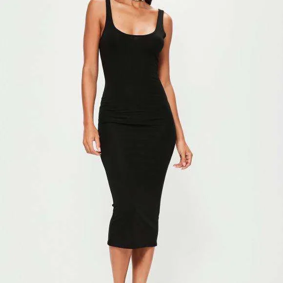 Zara Bodycon Midi Dress in Black- fits size xsmall or small photo 1