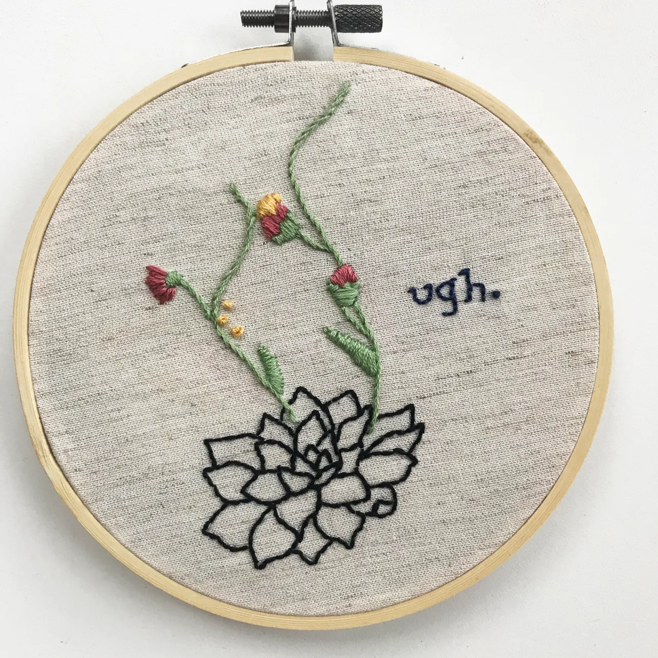 Floral embroidery small hoop photo 1