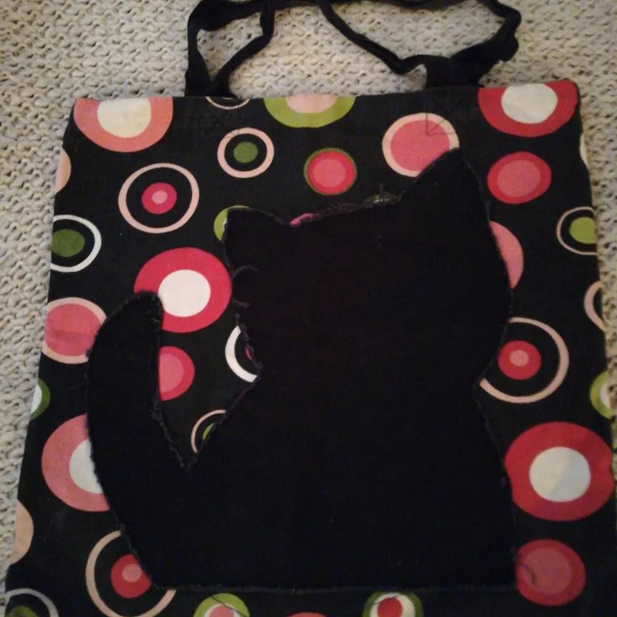 Cat Tote Bag.  Lined.  Made By Needle Addict photo 1