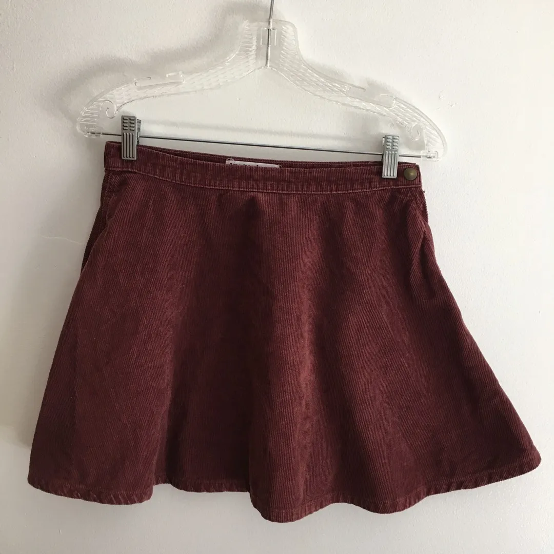american apparel burgundy corduroy skirt photo 1