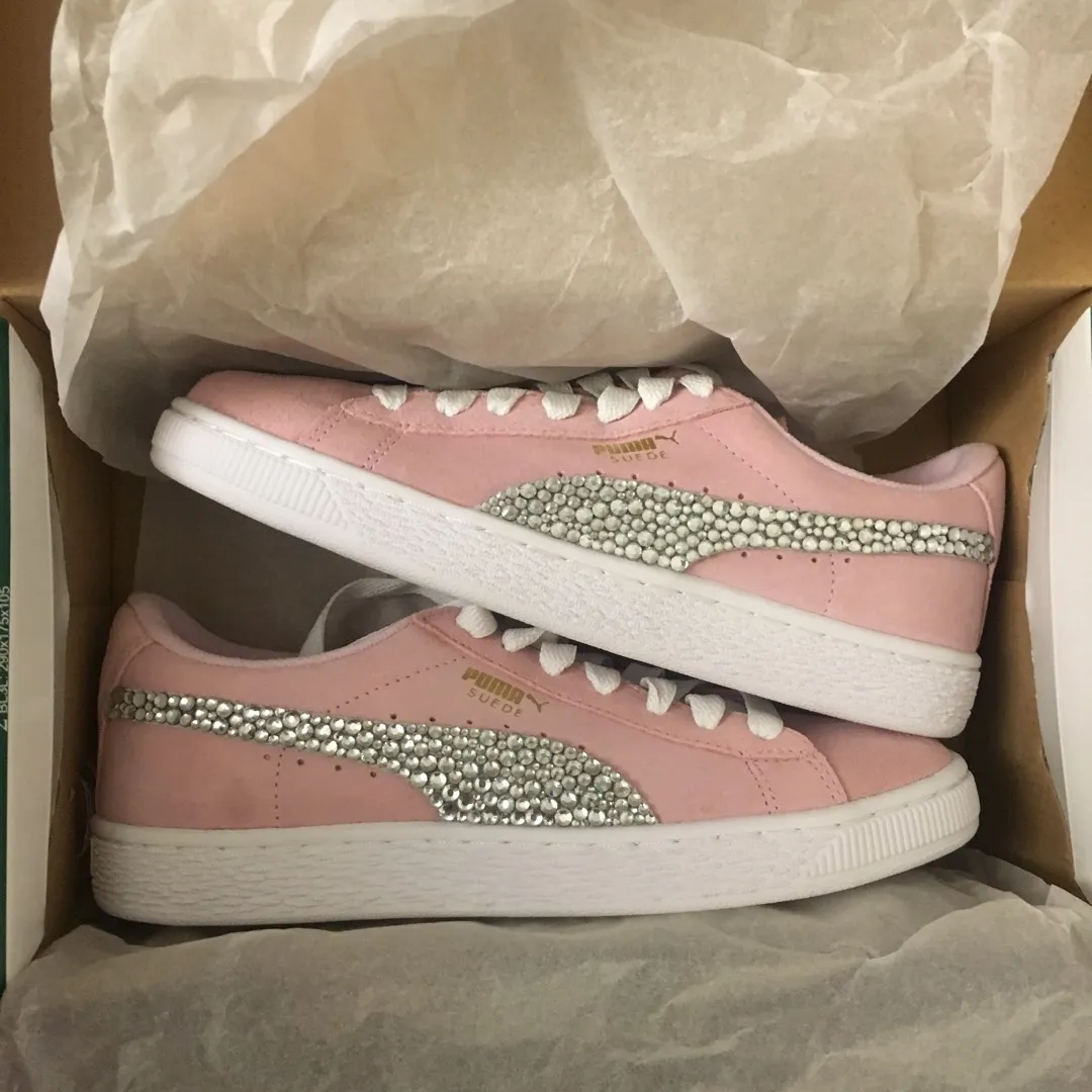 Pink Suede Puma Bling Sneakers Size 38/38.5 photo 4