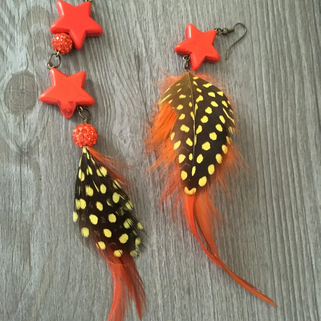 Handmade Star & Feather Earrings photo 1