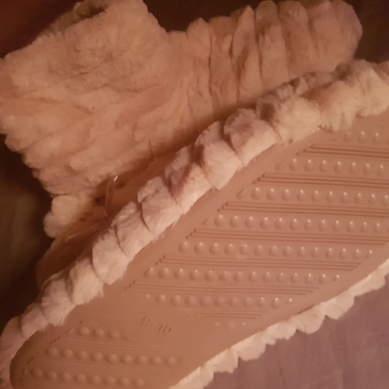 Blush Pink Fuzzy Slippers Size 10 photo 4