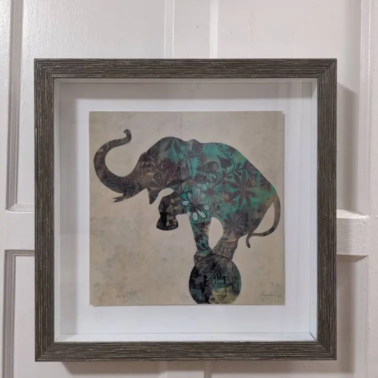 Elephant Print In Wooden Box Frame photo 1