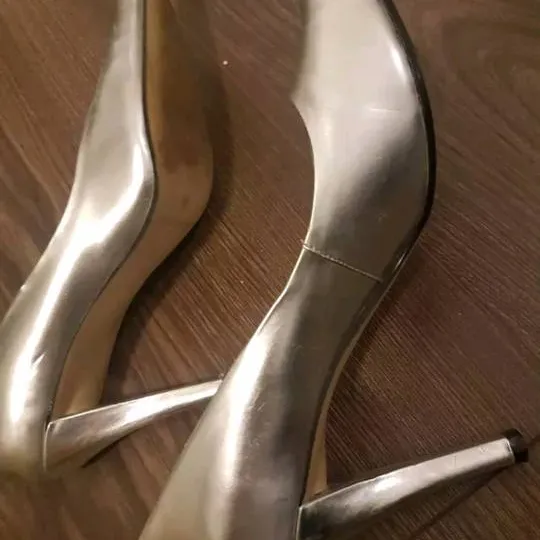 Nine West Metallic Silver Heels Size 8 photo 1