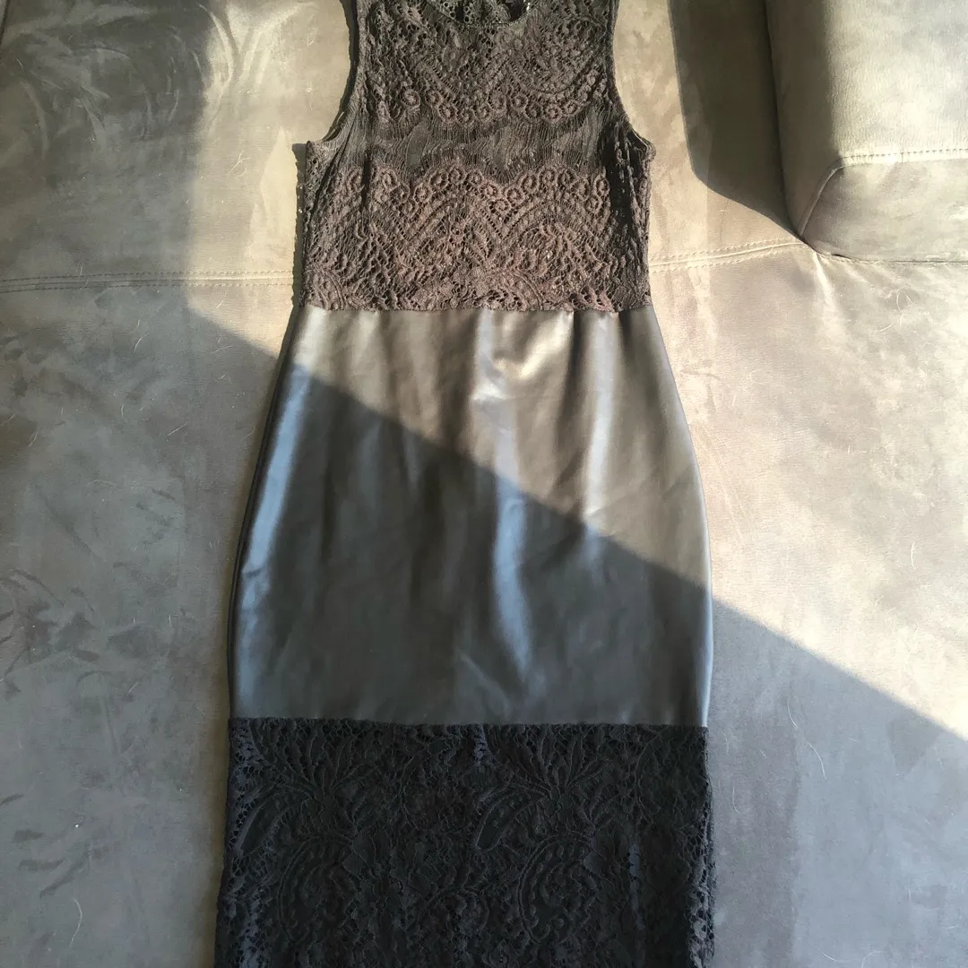 Lace And Faux Leather Party Dress photo 1