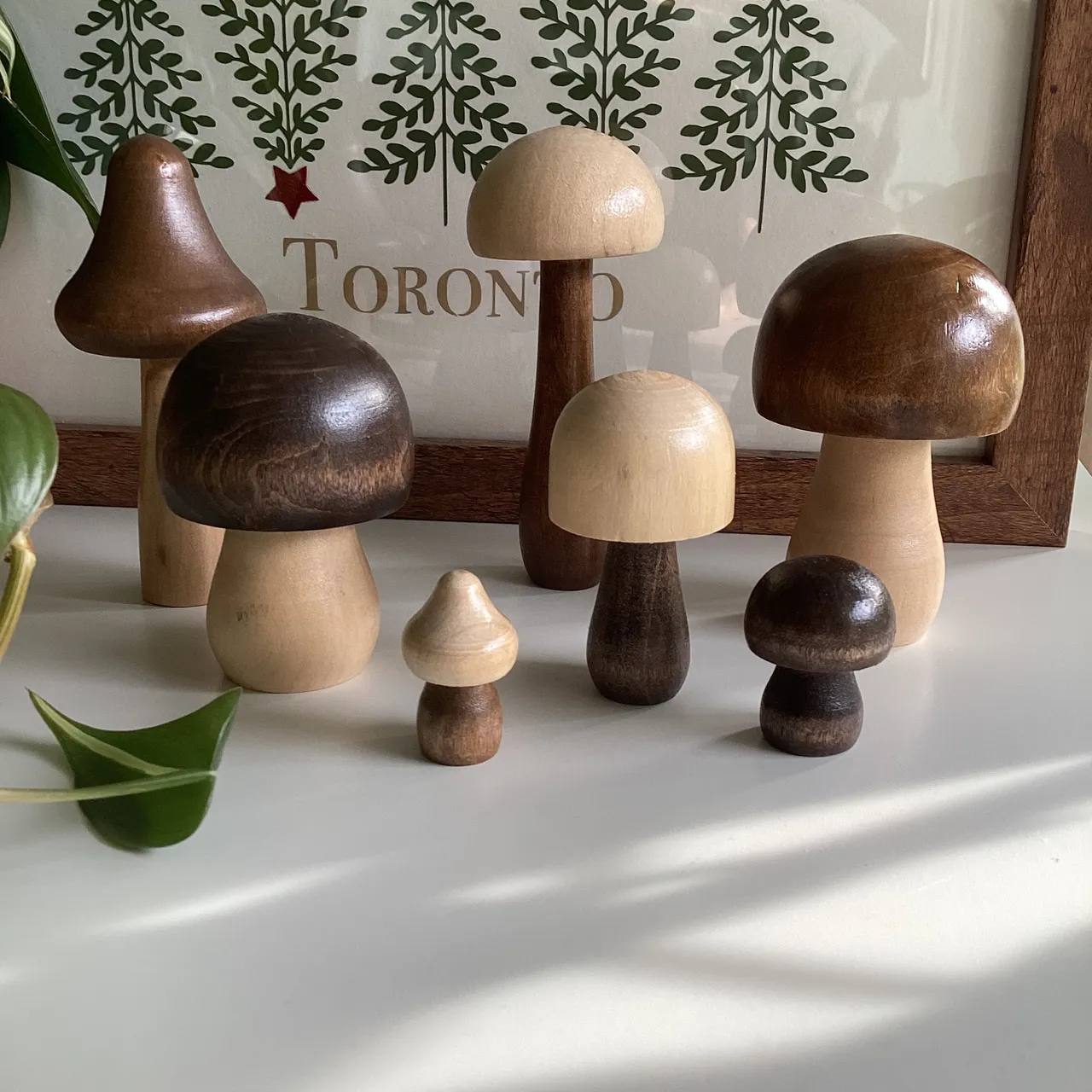 Set of Wooden Mushroom Decor photo 4