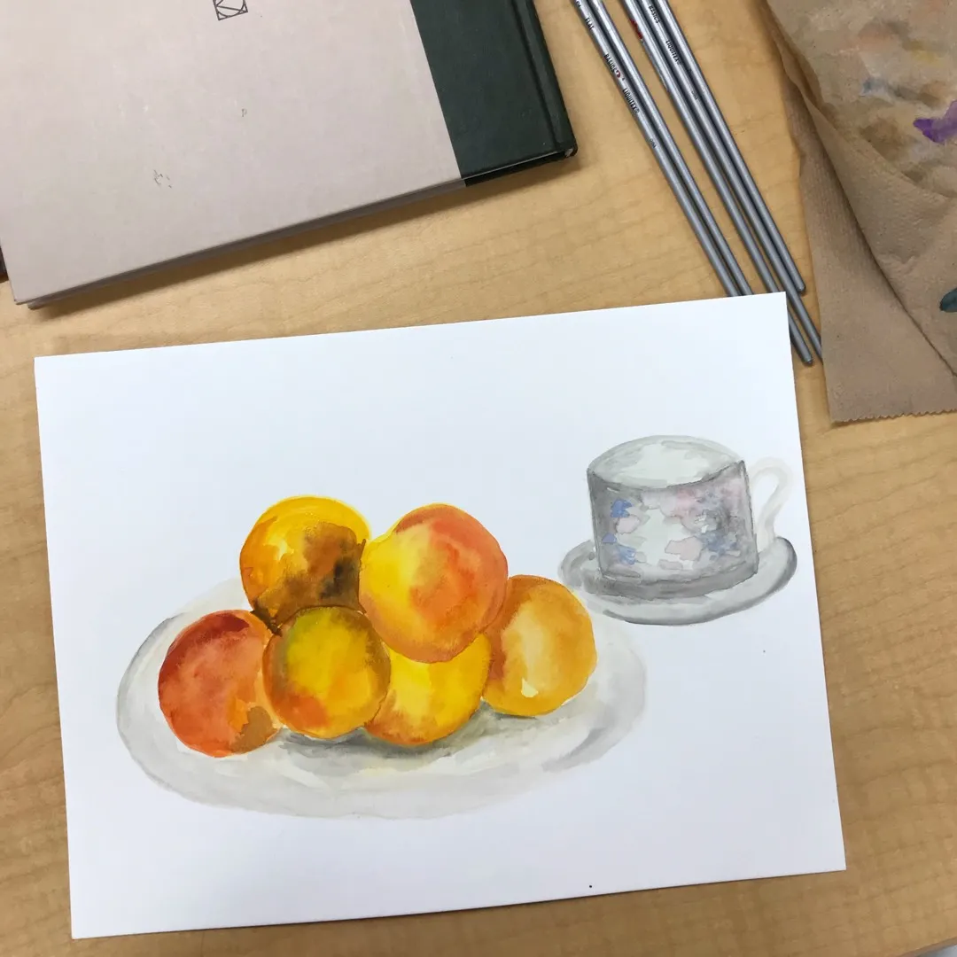peaches watercolour painting photo 1