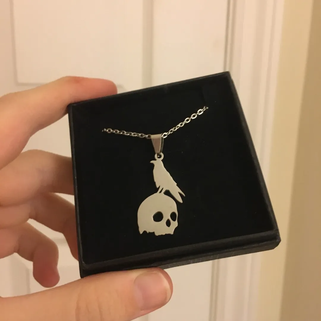 skull and raven owlcrate necklace photo 1