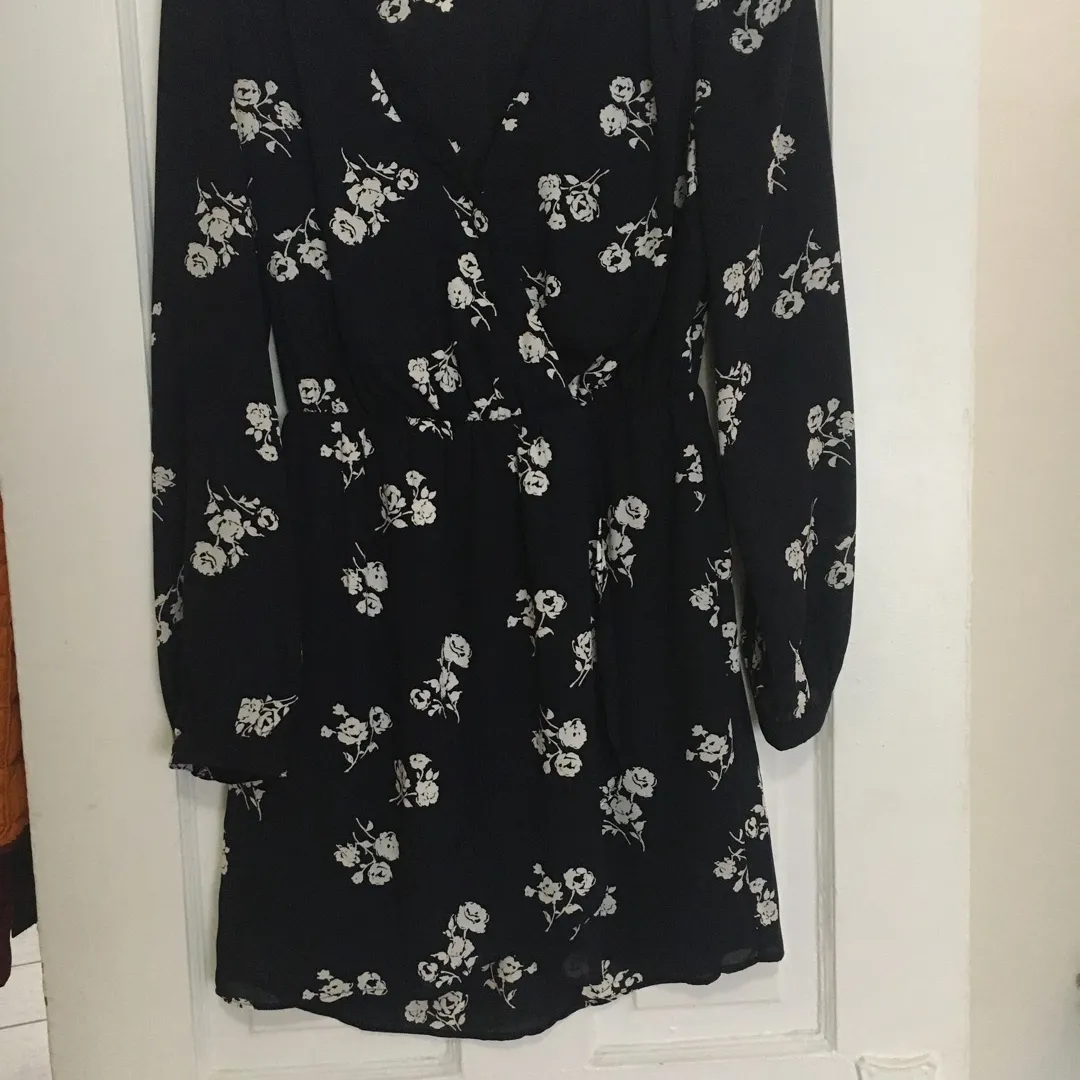 Floral Navy Wrap Dress - Small photo 5
