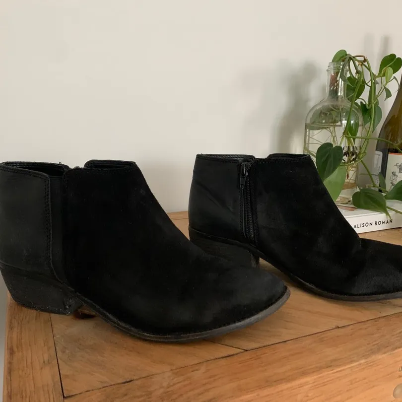 Black Suede Booties Size 8.5 photo 1