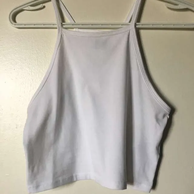H&M White Cropped Halter Size S photo 1