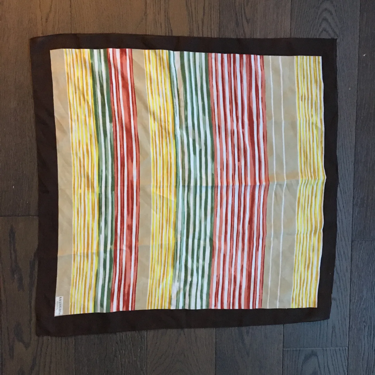 KKusebo paris scarf - brown, yellow, red and green pattern photo 1