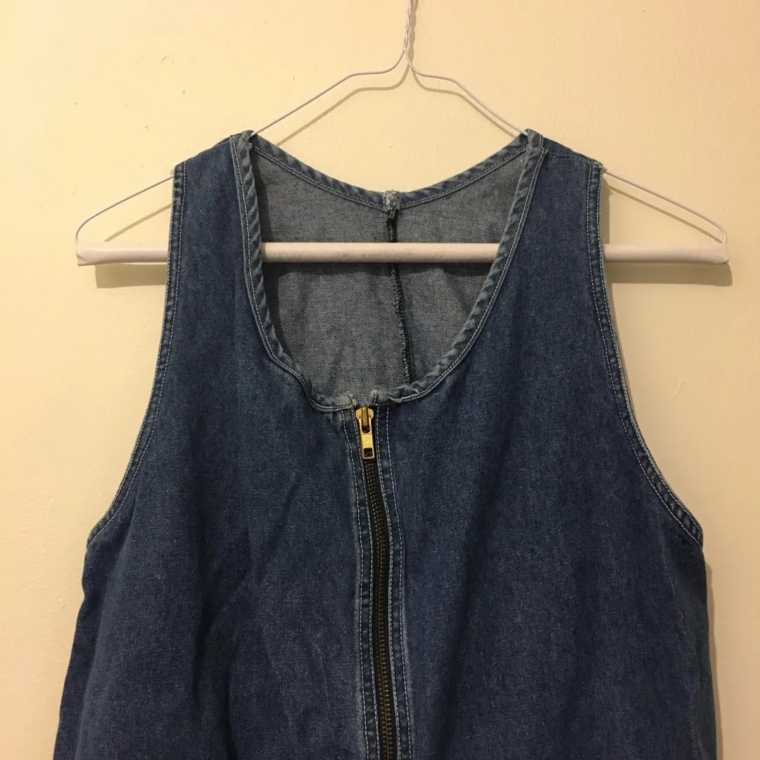 Small/Medium Vintage Zip Up Jean Dress photo 3